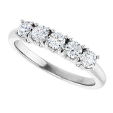 14K Gold Round Lab-Grown Diamond Five-Stone Anniversary Band - 1/3-1 1/5 CTW - White Gold - view 5