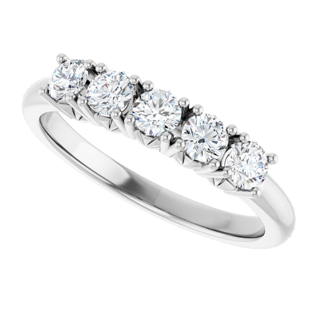 Platinum Round Lab-Grown Diamond Five-Stone Anniversary Band - 1/3-1 1/5 CTW - view 5