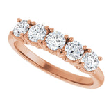 14K Gold Round Lab-Grown Diamond Five-Stone Anniversary Band - 1/3-1 1/5 CTW - Rose Gold - view 5