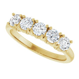 14K Gold Round Lab-Grown Diamond Five-Stone Anniversary Band - 1/3-1 1/5 CTW - Yellow Gold - view 5