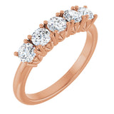 14K Gold Round Lab-Grown Diamond Five-Stone Anniversary Band - 1/3-1 1/5 CTW - Rose Gold