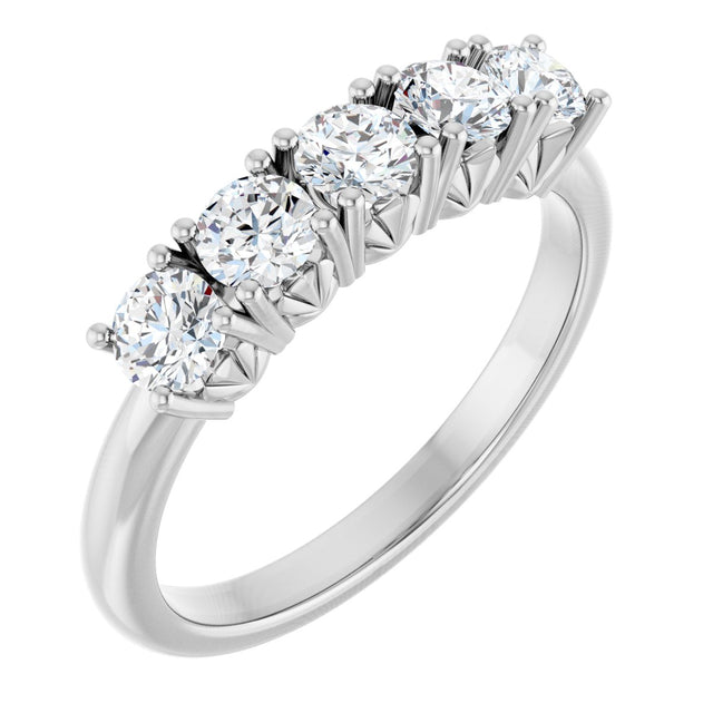 Platinum Round Lab-Grown Diamond Five-Stone Anniversary Band - 1/3-1 1/5 CTW
