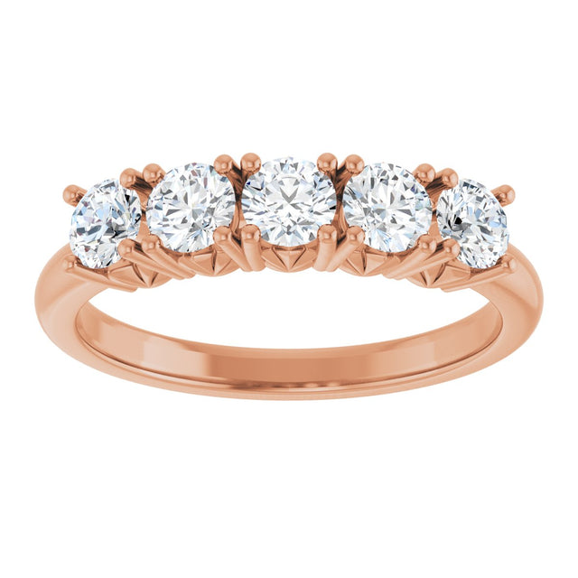 14K Gold Round Lab-Grown Diamond Five-Stone Anniversary Band - 1/3-1 1/5 CTW - Rose Gold - view 3