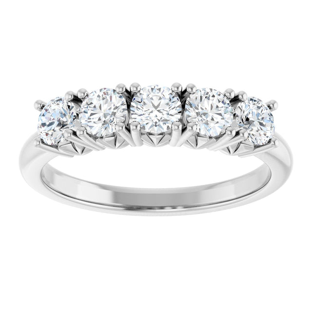 Platinum Round Lab-Grown Diamond Five-Stone Anniversary Band - 1/3-1 1/5 CTW - view 3