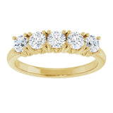 14K Gold Round Lab-Grown Diamond Five-Stone Anniversary Band - 1/3-1 1/5 CTW - Yellow Gold - view 3