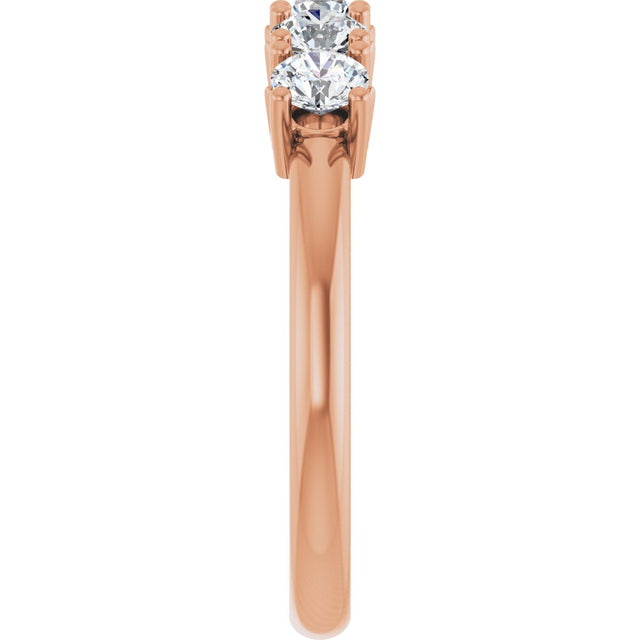 14K Gold Round Natural Diamond Five-Stone Anniversary Band - 1/3-1 1/5 CTW - Rose Gold - view 4