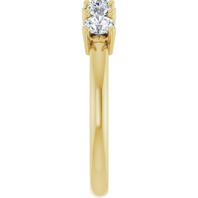 14K Gold Round Lab-Grown Diamond Five-Stone Anniversary Band - 1/3-1 1/5 CTW - Yellow Gold - view 4