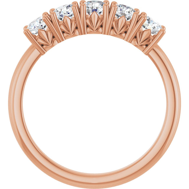 14K Gold Round Lab-Grown Diamond Five-Stone Anniversary Band - 1/3-1 1/5 CTW - Rose Gold - view 2