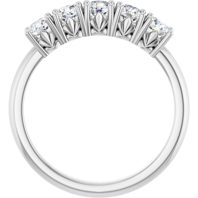 Platinum Round Natural Diamond Five-Stone Anniversary Band - 1/3-1 1/5 CTW - view 2