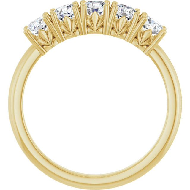 14K Gold Round Lab-Grown Diamond Five-Stone Anniversary Band - 1/3-1 1/5 CTW - Yellow Gold - view 2
