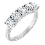 Platinum Round Natural Diamond Five-Stone Anniversary Band - 1/3-1 1/5 CTW