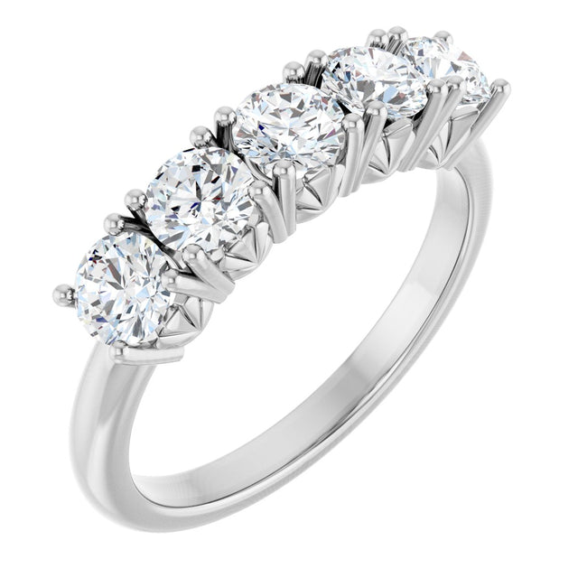 Platinum Round Lab-Grown Diamond Five-Stone Anniversary Band - 1/3-1 1/5 CTW