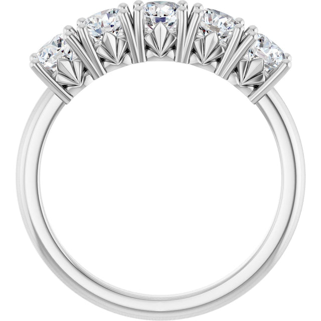 Platinum Round Lab-Grown Diamond Five-Stone Anniversary Band - 1/3-1 1/5 CTW - view 2