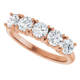 14K Gold Round Lab-Grown Diamond Five-Stone Anniversary Band - 1/3-1 1/5 CTW - Rose Gold - view 5
