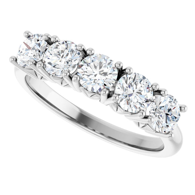 Platinum Round Lab-Grown Diamond Five-Stone Anniversary Band - 1/3-1 1/5 CTW - view 5