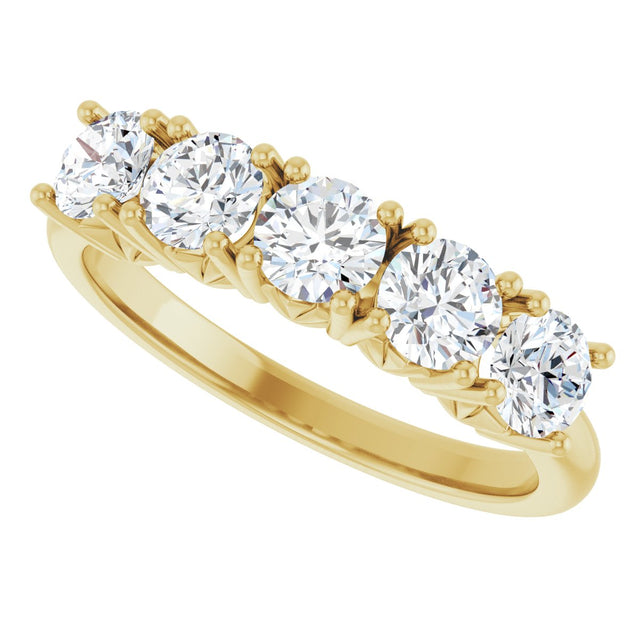14K Gold Round Natural Diamond Five-Stone Anniversary Band - 1/3-1 1/5 CTW - Yellow Gold - view 5
