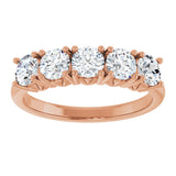 14K Gold Round Lab-Grown Diamond Five-Stone Anniversary Band - 1/3-1 1/5 CTW - Rose Gold - view 3