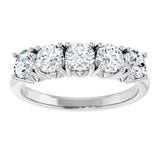 14K Gold Round Natural Diamond Five-Stone Anniversary Band - 1/3-1 1/5 CTW - White Gold - view 3