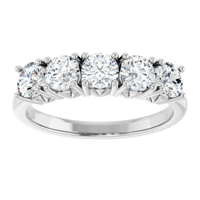 Platinum Round Natural Diamond Five-Stone Anniversary Band - 1/3-1 1/5 CTW - view 3