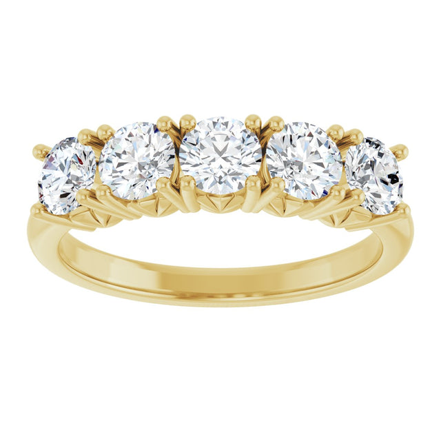 14K Gold Round Natural Diamond Five-Stone Anniversary Band - 1/3-1 1/5 CTW - Yellow Gold - view 3