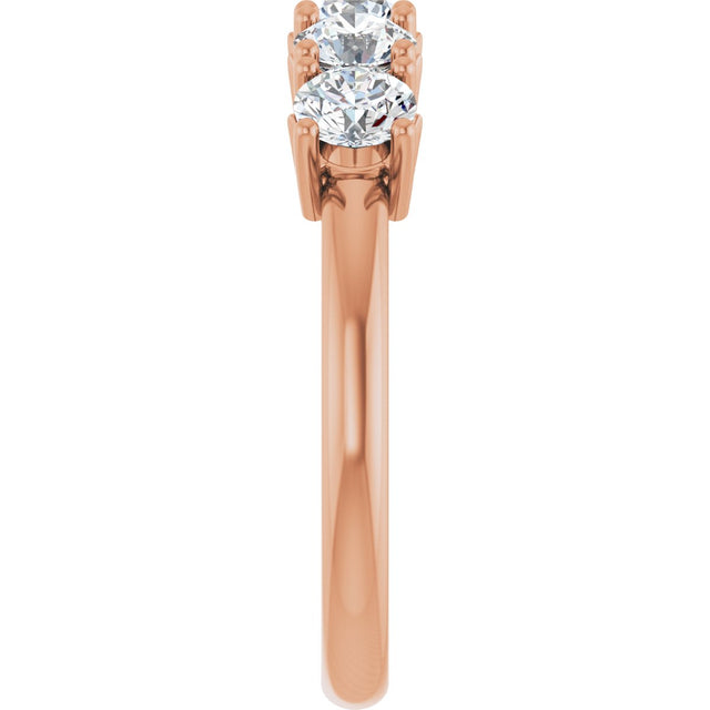 14K Gold Round Natural Diamond Five-Stone Anniversary Band - 1/3-1 1/5 CTW - Rose Gold - view 4