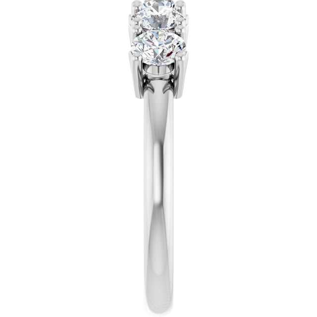 14K Gold Round Natural Diamond Five-Stone Anniversary Band - 1/3-1 1/5 CTW - White Gold - view 4