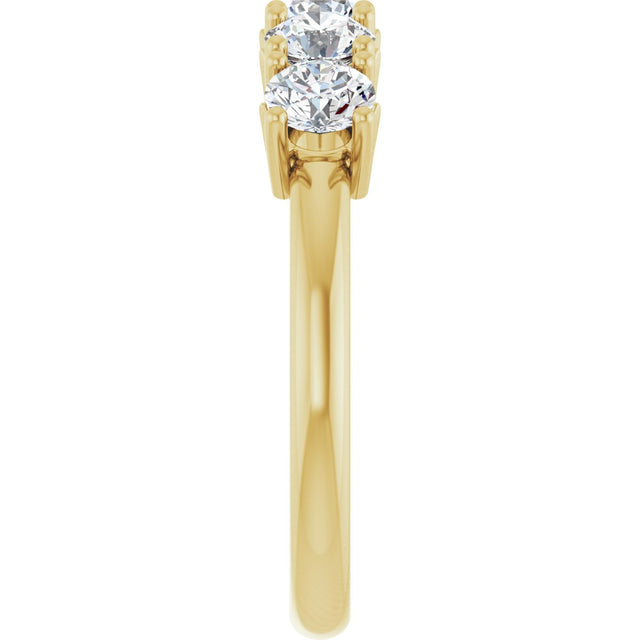 14K Gold Round Lab-Grown Diamond Five-Stone Anniversary Band - 1/3-1 1/5 CTW - Yellow Gold - view 4