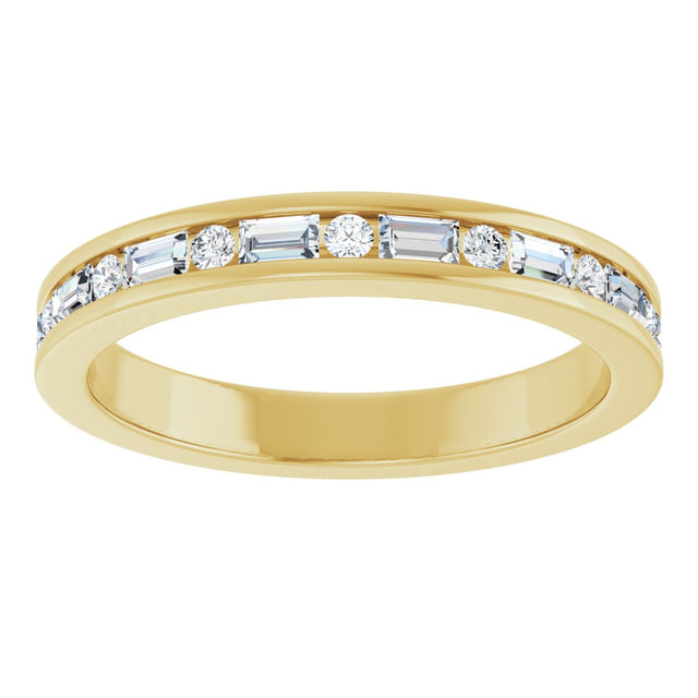 14K Gold Straight Baguette Natural Diamond Channel-Set Anniversary Band - 1/3 CTW - Yellow Gold - view 8