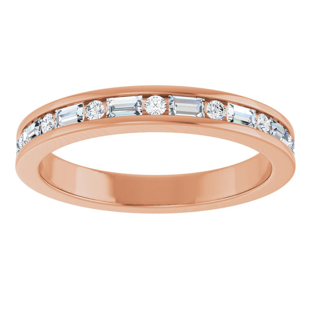14K Gold Straight Baguette Lab-Grown Diamond Channel-Set Anniversary Band - 1/3 CTW - Rose Gold - view 8