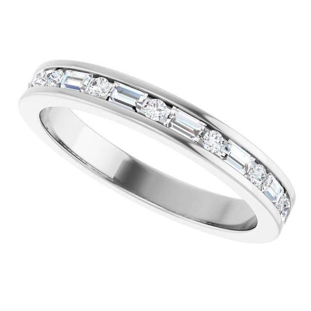 14K Gold Straight Baguette Lab-Grown Diamond Channel-Set Anniversary Band - 1/3 CTW - White Gold - view 10
