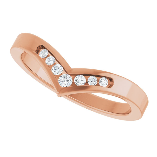 14K Gold Round Lab-Grown Diamond Accented Contour Band - 08 CTW - Rose Gold - view 5