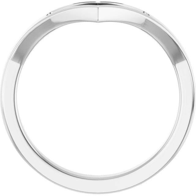 14K Gold Round Lab-Grown Diamond Accented Contour Band - 08 CTW - White Gold - view 2