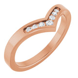 14K Gold Round Natural Diamond Accented Contour Band - 08 CTW - Rose Gold