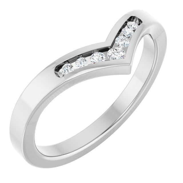 14K Gold Round Lab-Grown Diamond Accented Contour Band - 08 CTW - White Gold