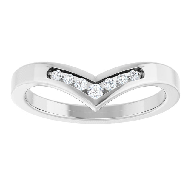 14K Gold Round Lab-Grown Diamond Accented Contour Band - 08 CTW - White Gold - view 3
