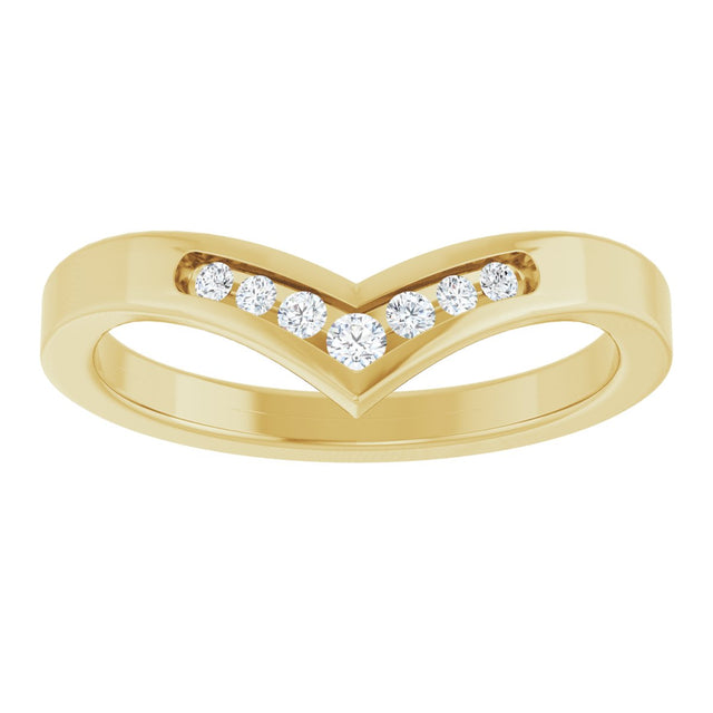 14K Gold Round Lab-Grown Diamond Accented Contour Band - 08 CTW - Yellow Gold - view 3