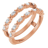 14K Gold Marquise Natural Diamond Accented Ring Guard - 1/2-1 CTW - Rose Gold