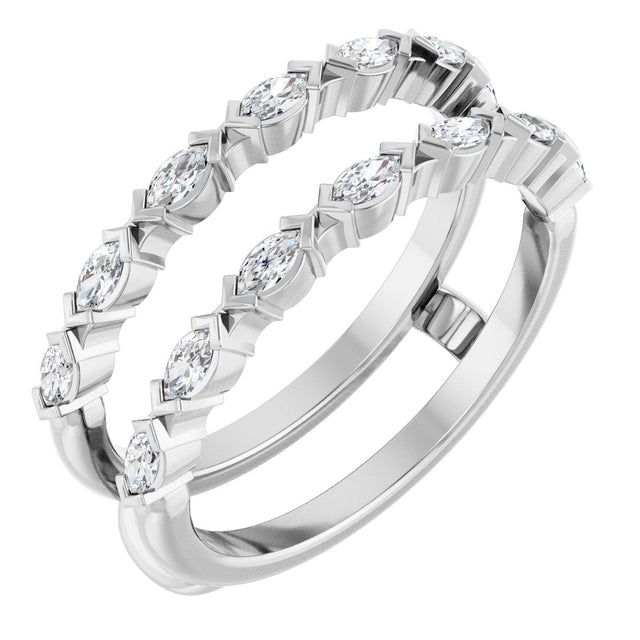 14K Gold Marquise Lab-Grown Diamond Accented Ring Guard - 3/8-7/8 CTW - White Gold