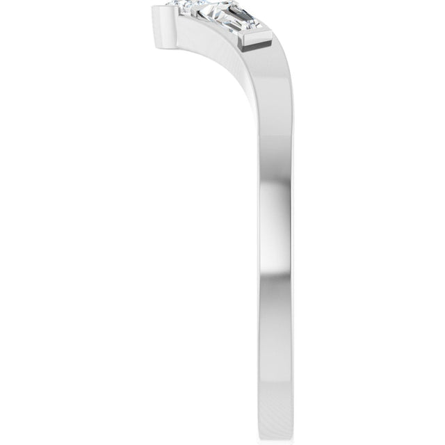 14K Gold Pear Lab-Grown Diamond Accented Contour Band - 1/6 CTW - White Gold - view 4