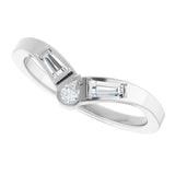 14K Gold Pear Natural Diamond Accented Contour Band - 1/4 CTW - White Gold - view 5