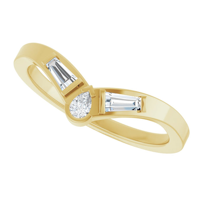 14K Gold Pear Lab-Grown Diamond Accented Contour Band - 1/6 CTW - Yellow Gold - view 5