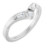 14K Gold Pear Natural Diamond Accented Contour Band - 1/4 CTW - White Gold