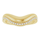 14K Gold Round Lab-Grown Diamond Accented Contour Band - 1/8 CTW - Yellow Gold - view 3