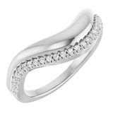 14K Gold Round Natural Diamond Accented Contour Band - 1/8 CTW - White Gold
