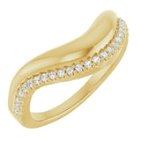 14K Gold Round Natural Diamond Accented Contour Band - 1/8 CTW - Yellow Gold