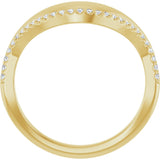 14K Gold Round Lab-Grown Diamond Accented Contour Band - 1/8 CTW - Yellow Gold - view 2