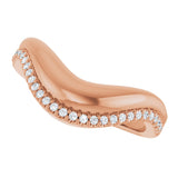 14K Gold Round Lab-Grown Diamond Accented Contour Band - 1/8 CTW - Rose Gold - view 5