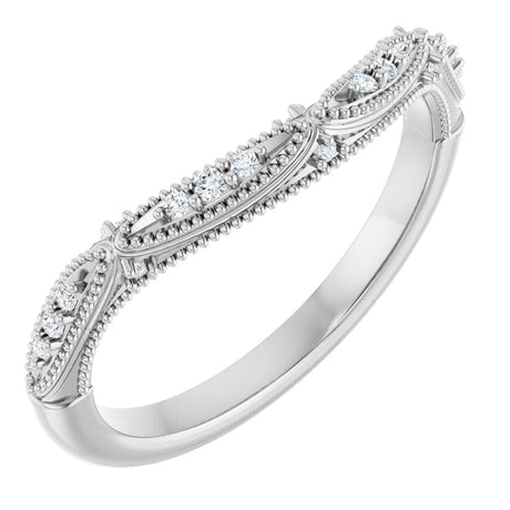14K Gold Round Lab-Grown Diamond Vintage-Inspired Contour Band - 07 CTW - White Gold