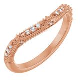14K Gold Round Natural Diamond Vintage-Inspired Contour Band - 07 CTW - Rose Gold