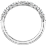 14K Gold Round Natural Diamond Vintage-Inspired Contour Band - 07 CTW - White Gold - view 2
